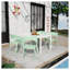 Ensemble de salle à manger moderne 5 pièces pour l'extérieur avec table de patio blanche 55 po et chaises empilables vert brume - Mobilier de jardin en polypropylène résistant aux intempéries