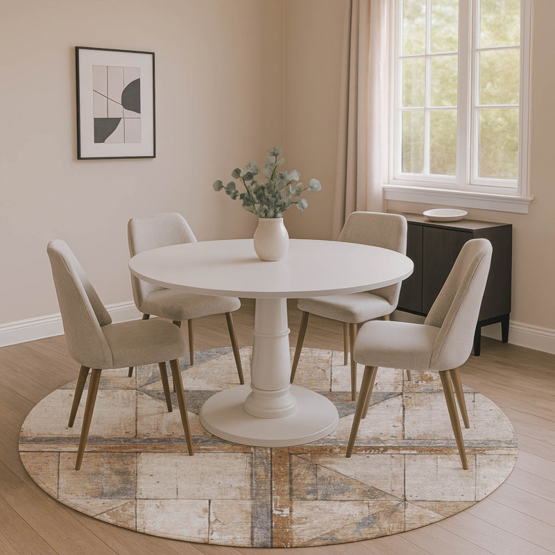 Premium Machine Washable Crestover AMF1876 Geometric Rug, Round 8'