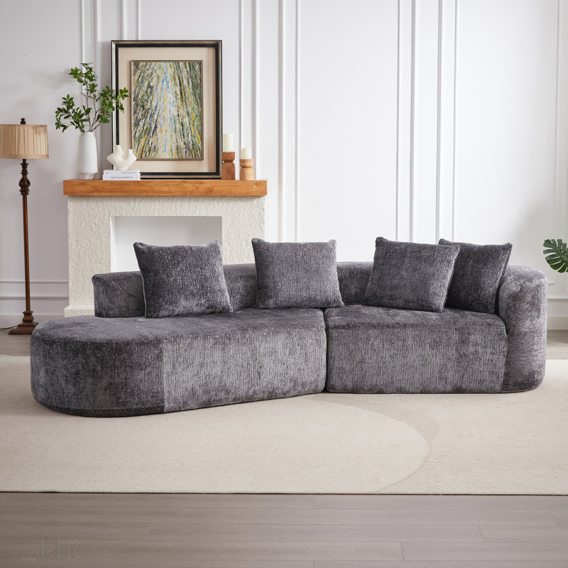 Canapé modulaire surdimensionné rembourré Modern, Gris chenille, Orienté à gauche (vu de face)