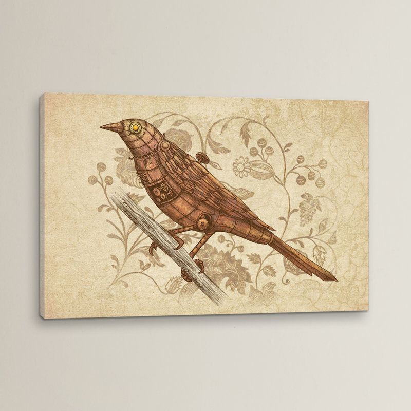 Steampunk Songbird, impression sur toile tendue, H 18 po x l 18 po x P 1,5 po, Toile tendue, Pas de tapis