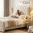 Mid-Century Modern King Bed Frame, 92.1"L Velvet Upholstered Platform Bed with Tufted Wingback Headboard-1859320125