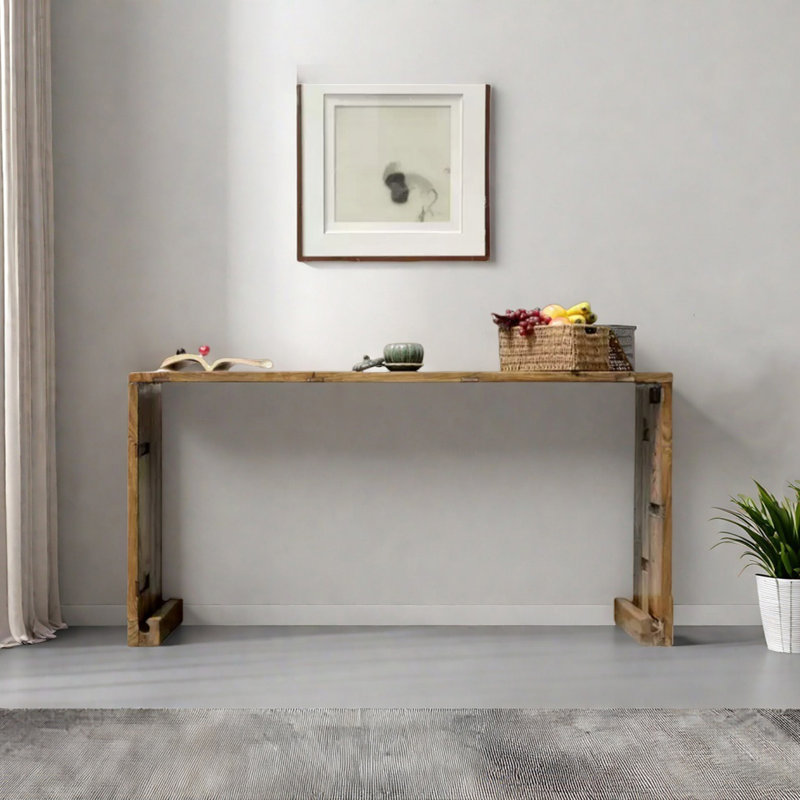 Console classique en bois massif minimaliste, H 31,5 po x l 78,74 po x P 15,75 po