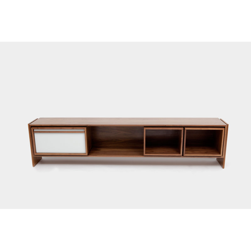 Low Units Unfinished TV Stand for TVs up to 88", Walnut/Gray
