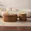 Table basse ronde en rotin avec rangement amovible