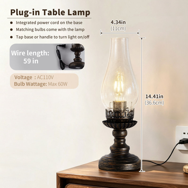 2 Pack Vintage Metal Base Touch Contral Table Lamps
