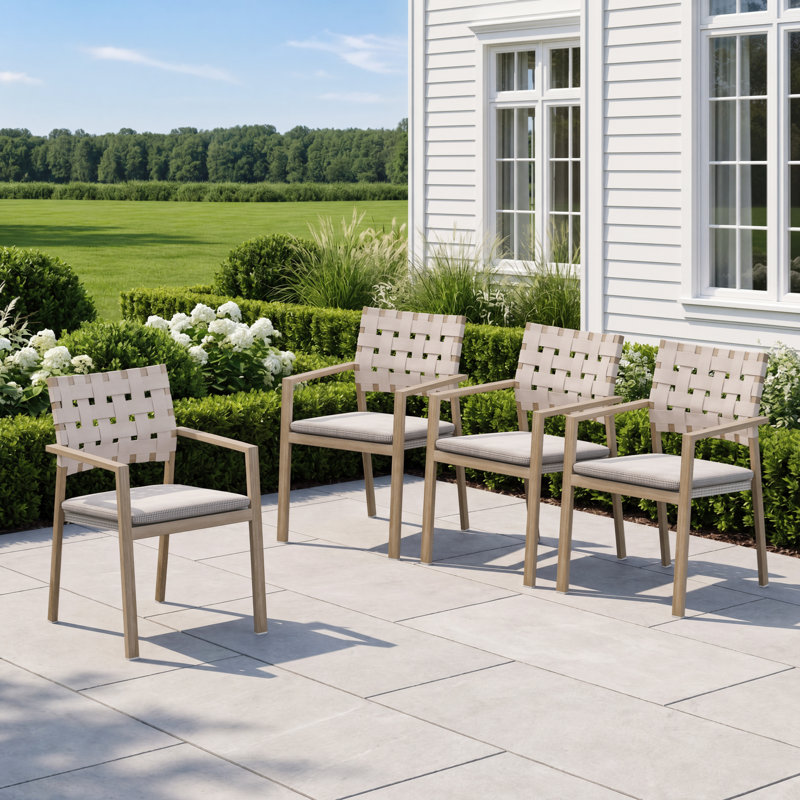 Ensemble de 4 chaises de patio en bois avec coussins Andersonville