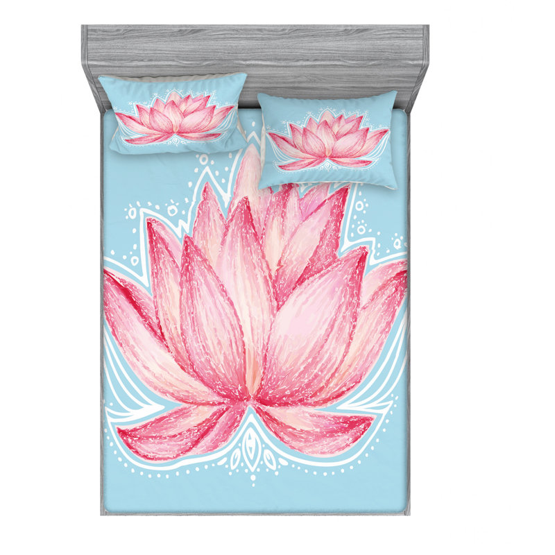 Microfiber Floral Sheet Set, Queen Sheet Set with Fitted Sheet