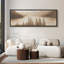 «Sepia Mountain Lake Landscape with Pine Trees - Large Art encadré sur toile, chambre principale-817221904-817221905