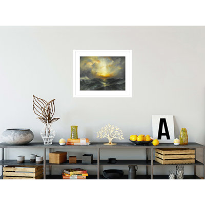 Coucher de soleil à la mer par Thomas Moran - Impression giclée encadrée