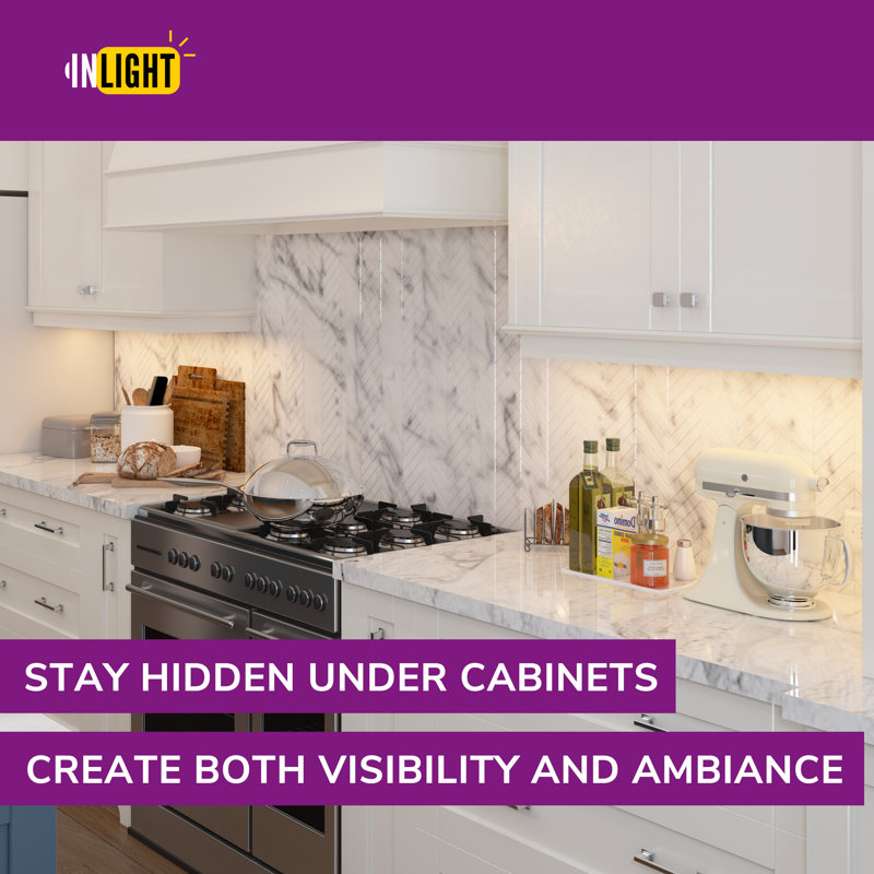 Inlight 24-inch Hardwired Only LED Under Cabinet Lighting, Soft White(3000K), Dimmable, Matte White Finished, ETL Listed, IN-0201-13-WH