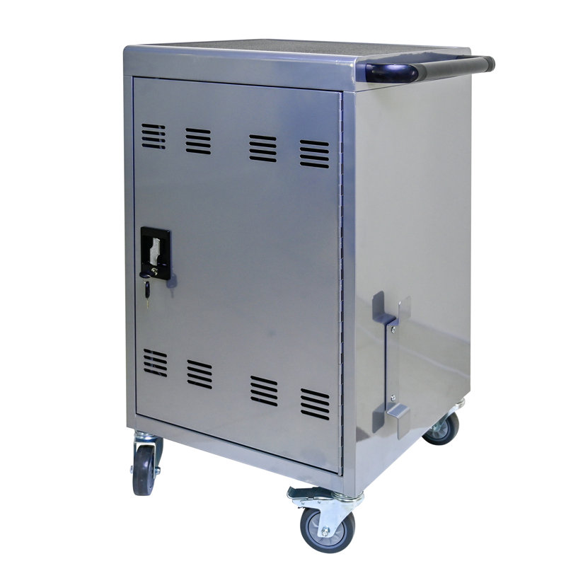 Armoire mobile à chariot de chargement argenté - capacité de charge efficace de 35, verrouillage sécuritaire, rouille - verrouillage rapide de la tablette pour ordinateur portable, matériel