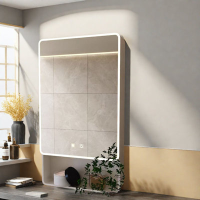 Pharmacie à DEL anti buée, salle de bain moderne en aluminium 19,69 x 35,43