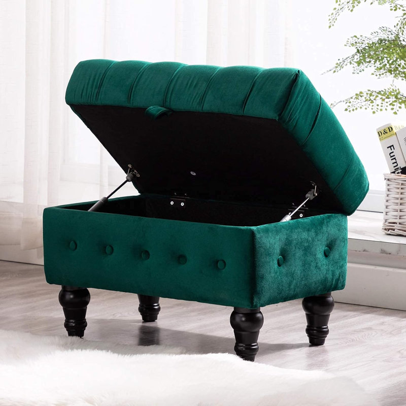 Eman Upholstered Ottoman, Light Green