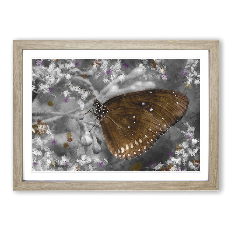 Butterfly Vol.5 - Picture Frame Painting, 27cm H x 36cm W x 2cm D, Oak Framed