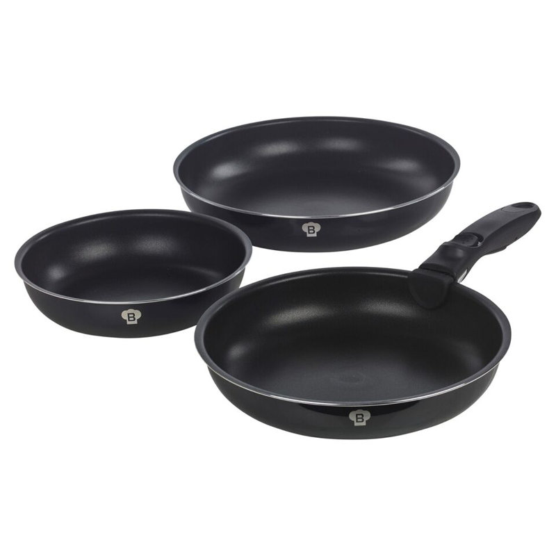 3 - Piece Non-Stick Aluminum Cookware Set, Matt Black