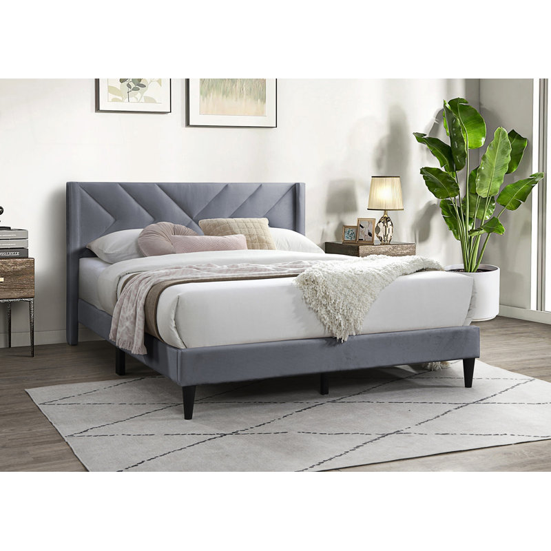 Elegant Modern Full Size Bed, Grey