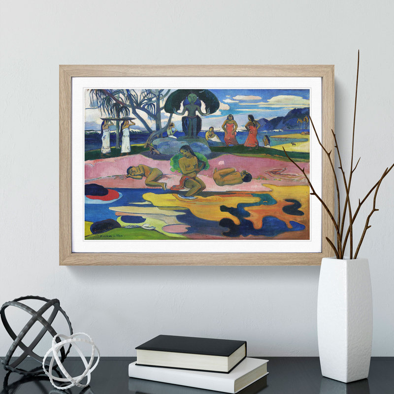 Day of the God by Paul Gauguin - Picture Frame Graphic Art, 48cm H x 65cm W x 2cm D, Oak Framed