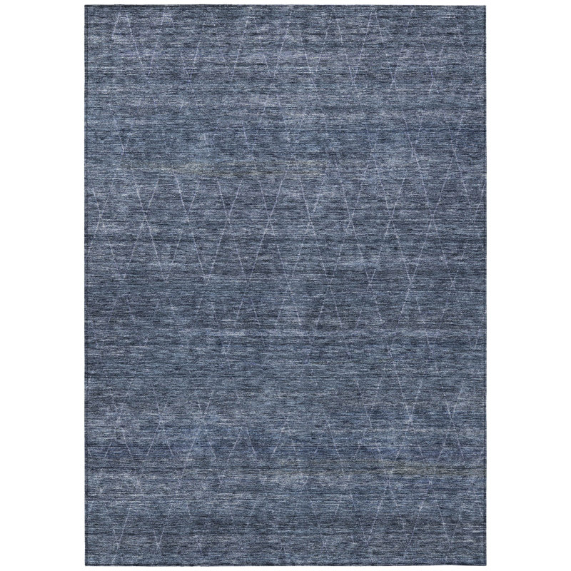 Machine Washable Indoor/Outdoor Chantille ACN1165 Navy, Rectangle 3' x 5'