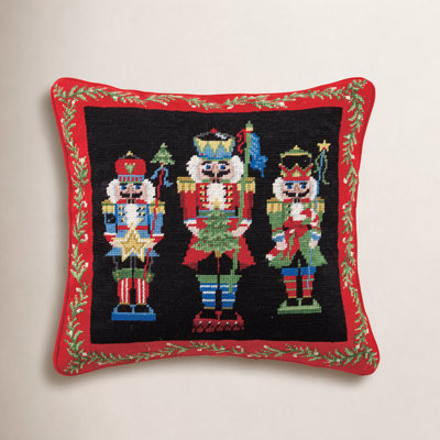  Nutcracker Pageantry Needlepoint Throw Pillow