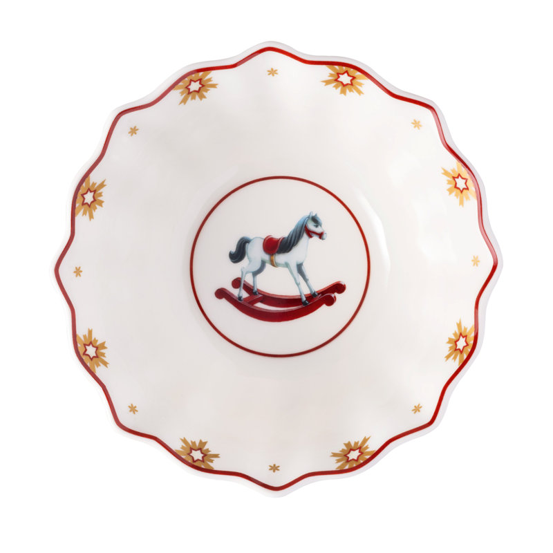 Villeroy & Boch Toy's Delight Christmas Collection Breakfast Set for 2, Rocking Horse, Premium Porcelain, 6-piece Set, Plates, Bowls, Mugs