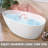Acrylic Freestanding Bathtub 59'' x 29.5'' Stand Alone Deep Soaking Tub with Pop-up Center Drain in Glossy White