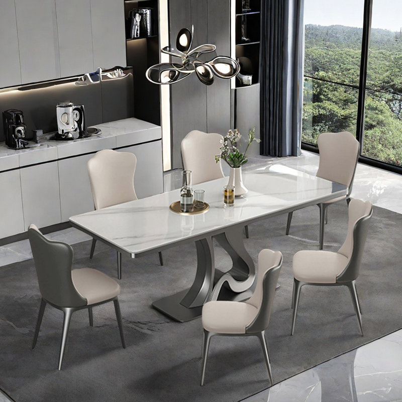 Simple light luxury rectangular dining table sets, 29.5"H x 70.9"L x 35.4"W