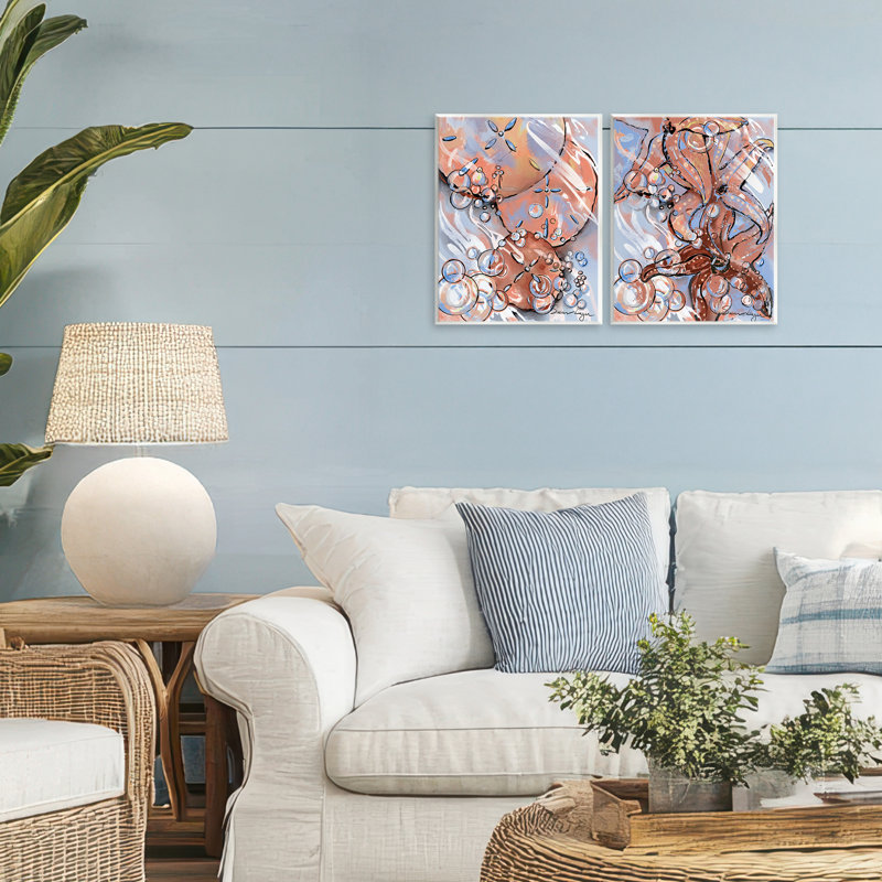 Ensemble de 2 plaques murales bulles et vie marine, design par Susan Lugar