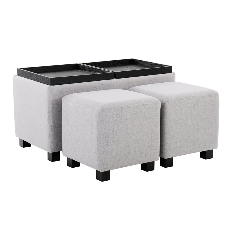 Repose-pieds avec rangement 17 po Callaham, Polyester gris