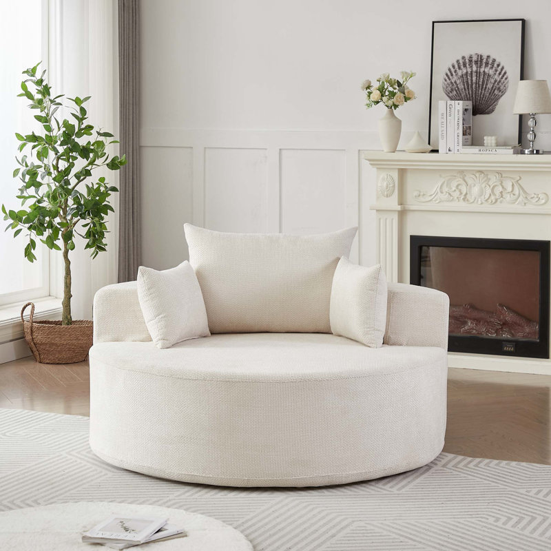 Canapé en chenille éponge avec conception sans assemblage et confort moelleux, Beige