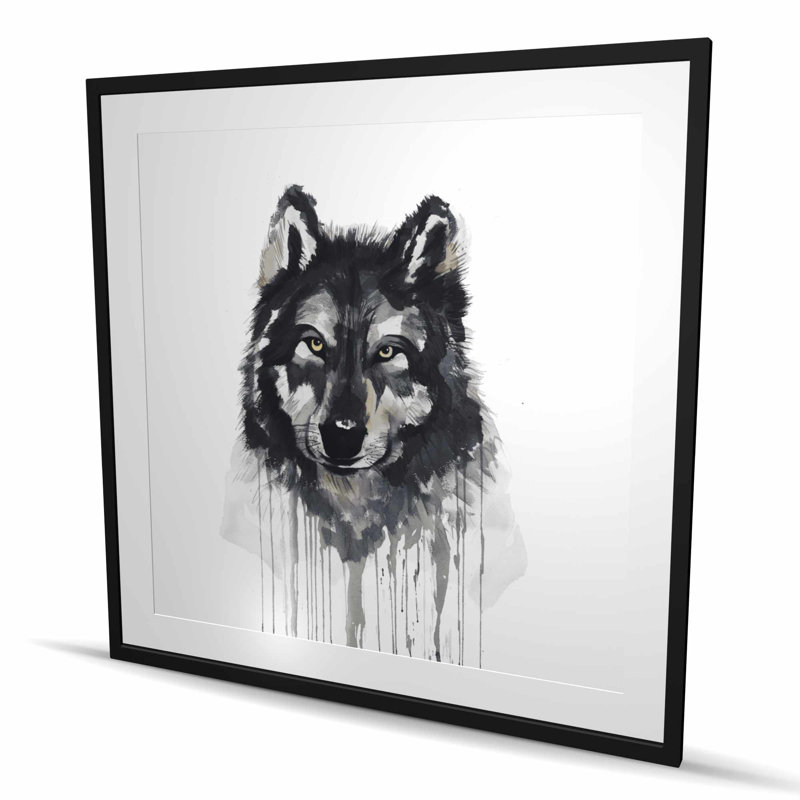 Mysterious Wolve - Blue Framed Matted Print for Home Decor
