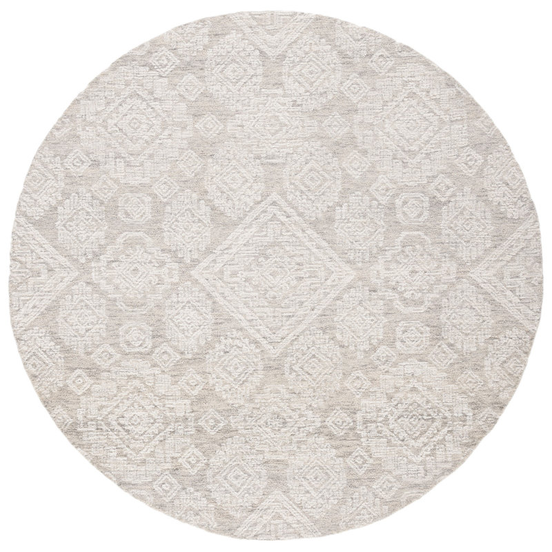 Metro Hand Tufted Indian Wool And Cotton With Latex Geometric Rug, Round 6'