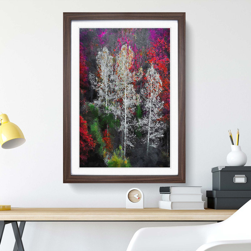 Autumn Trees in Switzerland - Framed Print, 45cm H x 33cm W x 2cm D, Walnut Framed