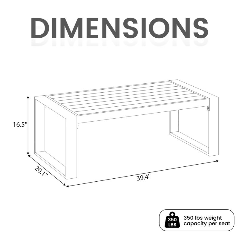 Sleek Rectangular Aluminum Outdoor Coffee Table