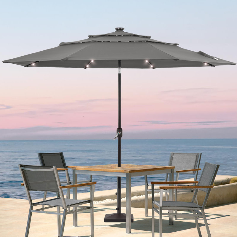 Rudalph 120.1'' Lighted Market Umbrella, Grey
