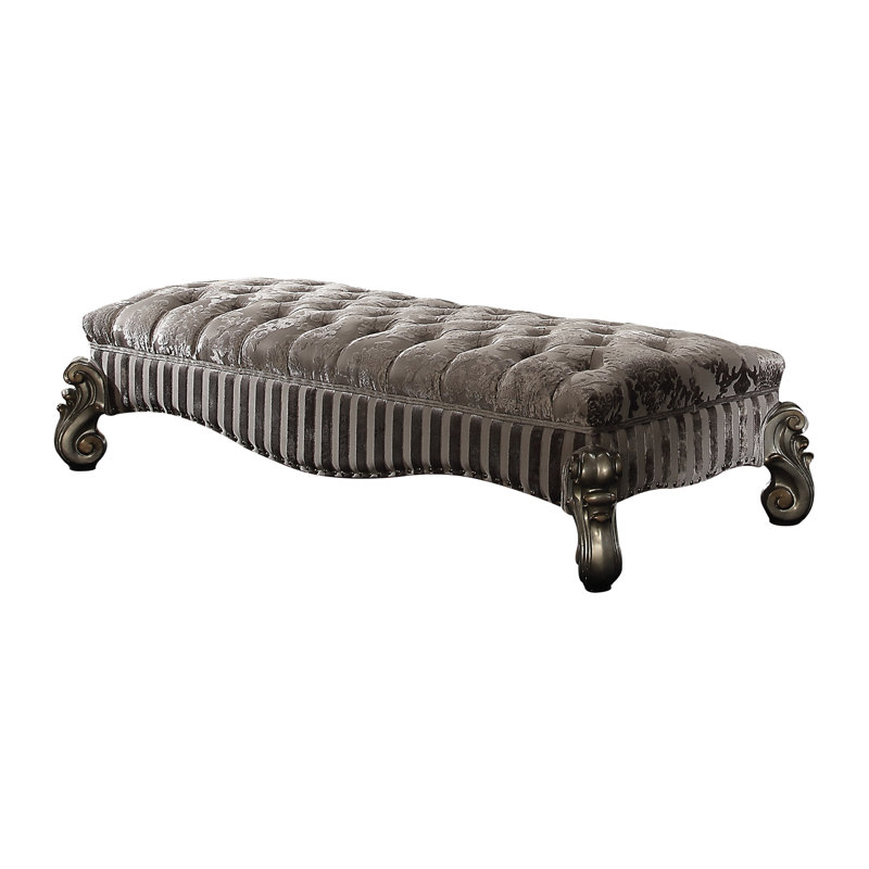 Banc de chambre en tissu Aubreana, Gris, Platine antique