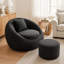 Fauteuil demi-tonneau surdimensionné noir de 39,4 po de large avec coussin lombaire et fauteuil rembourré de mousse pour le salon et la chambre à coucher