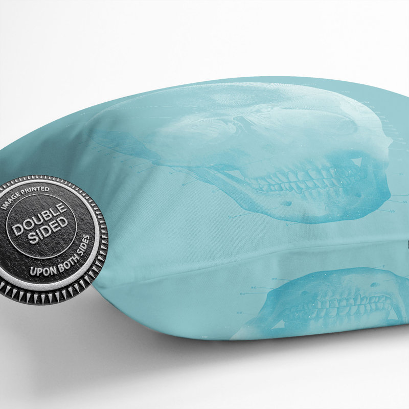 Blue Twilight Skull Square Throw Cushion, 55cm H x 55cm W x 20cm D