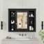 Armoire de rangement murale de salle de bain 35 po x 28 po, armoire à pharmacie, armoire murale moderne avec miroir, armoire à miroir avec 6 tablettes ouvertes (meuble-lavabo non inclus)