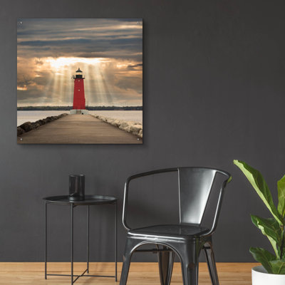 «Manistique Lighthouse & Sunbeam, Michigan 14» par Monte Nagler, art mural en verre acrylique