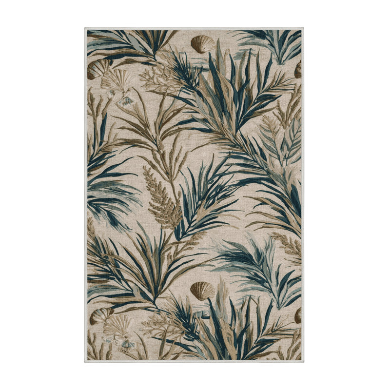  Washable Coastal Garden Coastal Area Rug, Rectangulaire 3 pi x 5 pi
