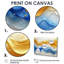 «Blue Yellow Dream Lines I», art mural vagues pour le salon, ensemble de 3-556264600-556264593-556264597
