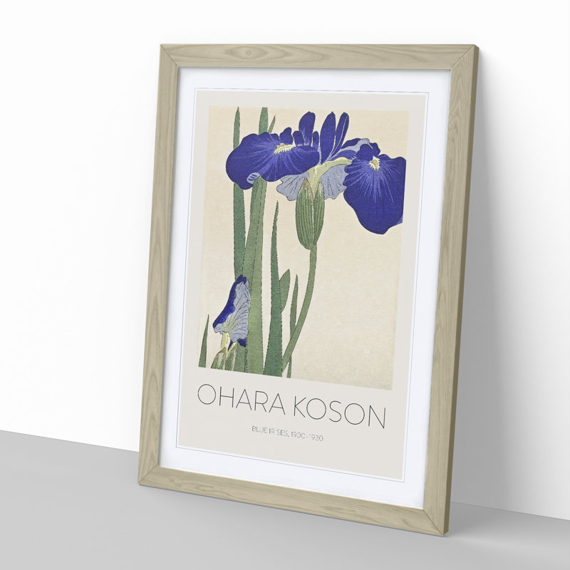 Blue Irises by Pierre-Auguste Renoir - Picture Frame Art Prints, 65cm H x 48cm W x 2cm D, Oak