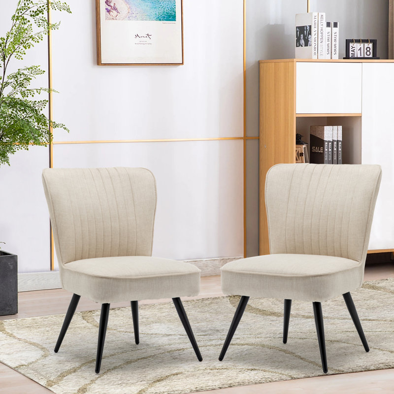 Fauteuil de chambre Allicyn de 57,91 cm de large en lin, Ivoire ivoire