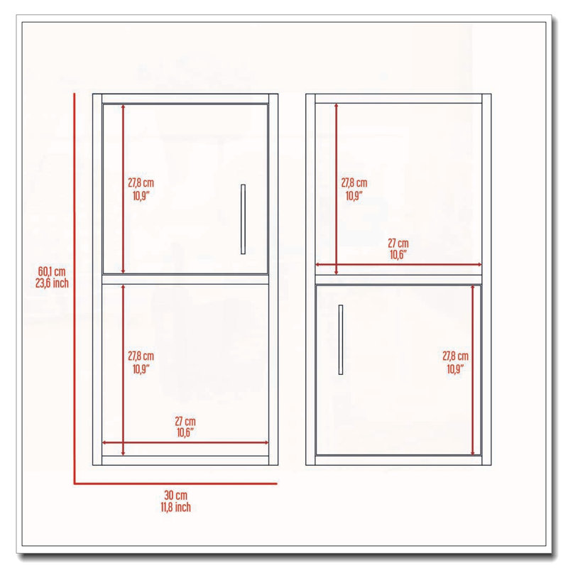 Armoire à pharmacie murale avec rangement ouvert et fermé 2 pièces Oba, Blanc