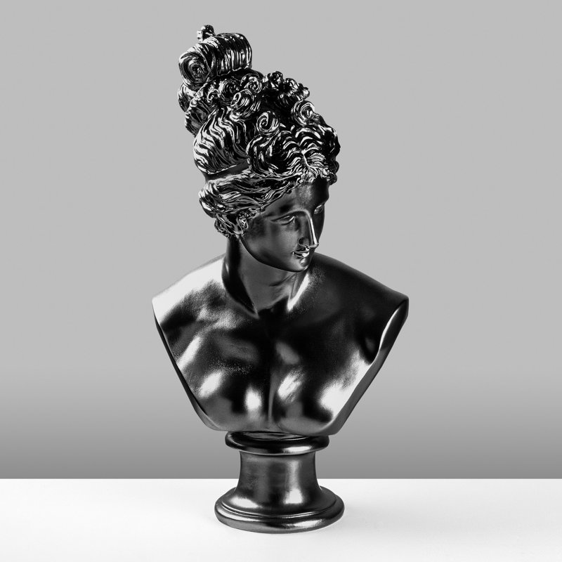 Hand-Painted Decorative Object, Black Color, 11.8 x 13.8 x 9.1 inches | 100% Polyester Material, Unique Color Variations | Perfect for Living Room or Office Decor, Adds a Touch of Elegance and Style