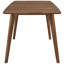 Table de salle à manger rectangulaire en noyer naturel, chaleureuse et accueillante, de style moderne du milieu du siècle, alliant style et praticité.