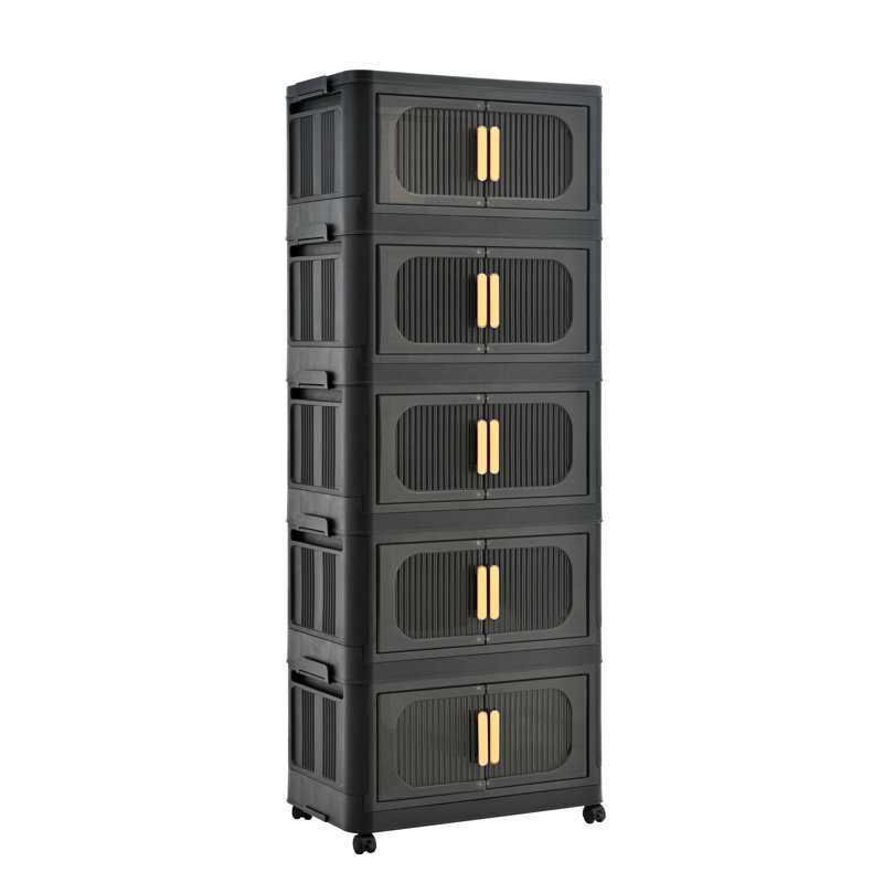 Armoire de rangement latérale large et pliante, Noir, H 50 po x L 19,69 po x P 11,81 po