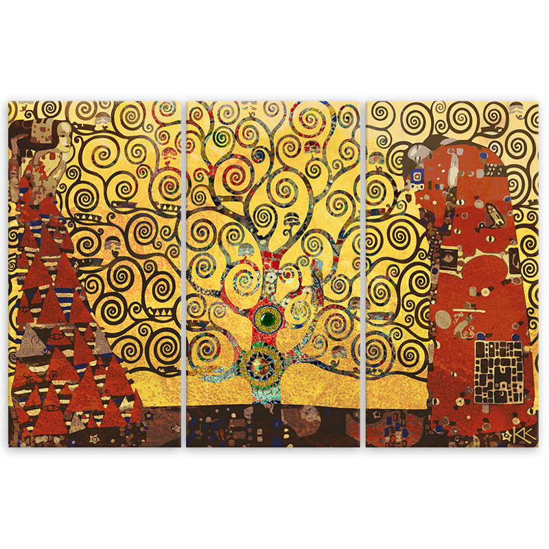 Tree Of Life - 3 Piece No Frame Print on Canvas, 80cm H x 120cm W