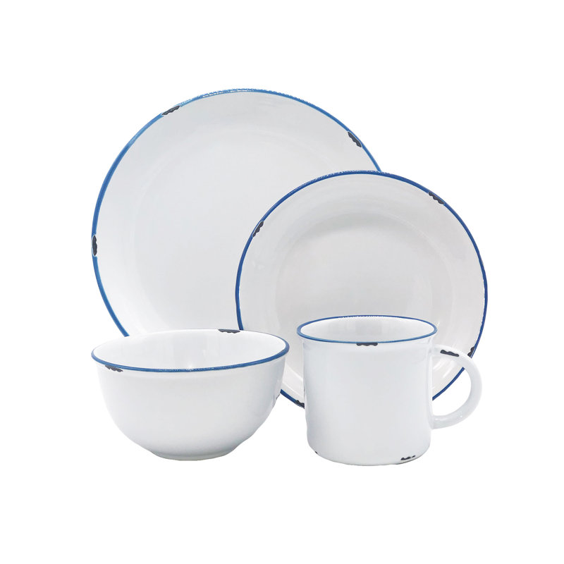 Service de vaisselle 4 pièces Canvas Home, Blanc
