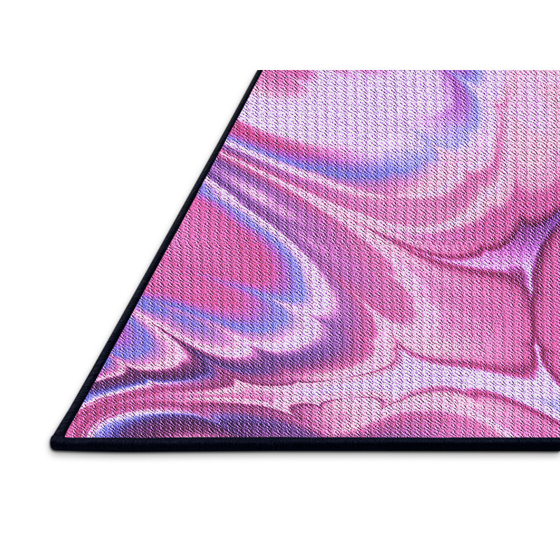 Tapis abstrait en laine mauve, Rectangle 5 pi x 7 pi